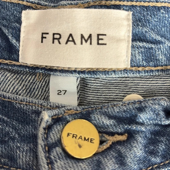 Frame Le Brigette Denim Raw Hem Distressed Shorts in Chavez Soho Wash - Size 27 - Picture 6 of 10
